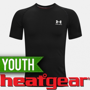 언더아머 보이즈 HeatGear 아머 반팔 언더셔츠 1361723-001 블랙