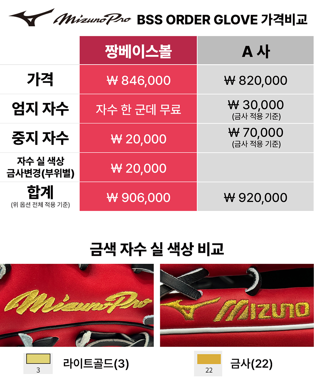 미즈노 프로 BSS 오더 글러브 가격 비교